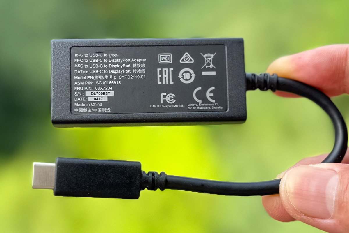 全新适用于联想 Lenovo USB-C to DisplayPort 转接线Adapter CYPD2119-01 4X90Q93303 03X7204 3840*2160 4K 60hz SC10L66918
