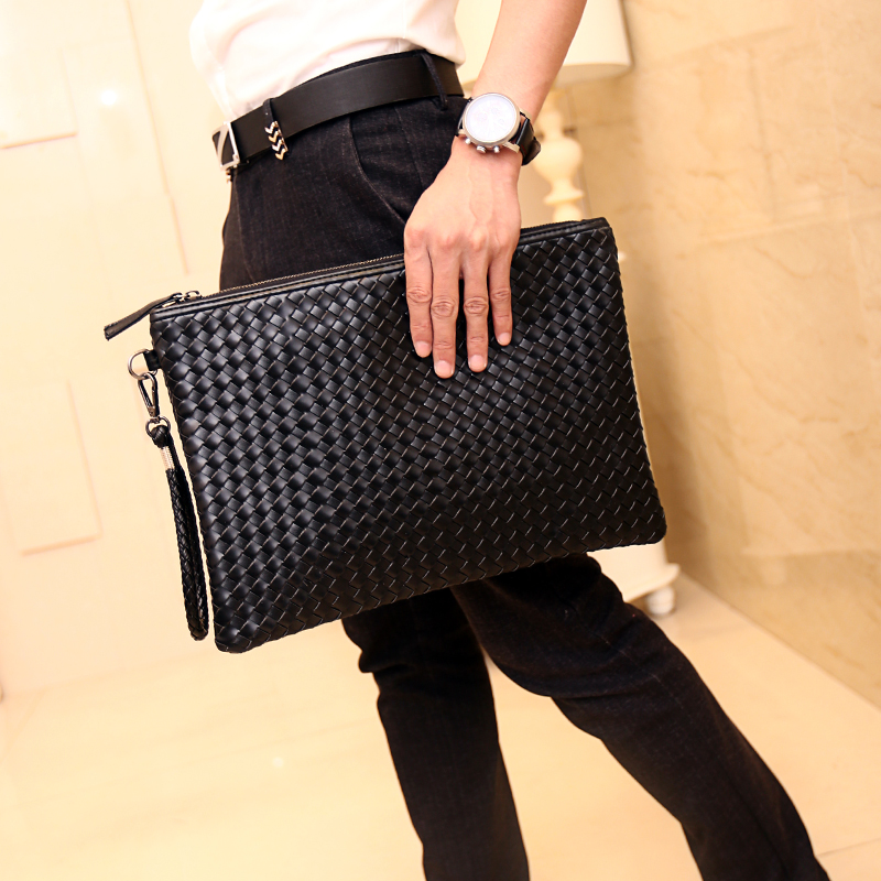 2023 new Korean version of men's fashion clutch bag woven trendy men's bag women's retro envelope clutch bag clutch bag trend