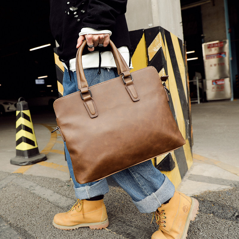 Light business men's cross-section briefcase portable document bag Leisure business computer bag men's bag fashion messenger bag 2021