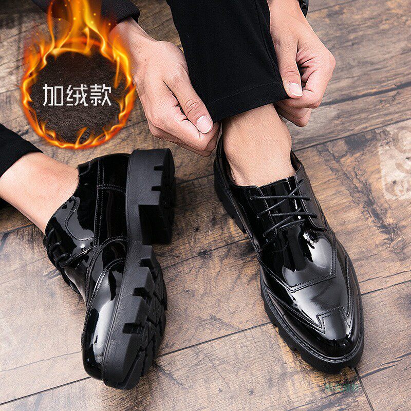 Men's thick-soled British small leather shoes men's invisible inner increase 8cm breathable tide pointed toe business casual shoes 10cm