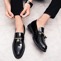 Summer One Foot Pedal Bean shoes Mens Korean version Inren Business Leisure Shoe Shoes Small Leather Shoes heightening Breathable Men Shoes