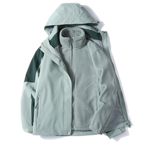 Mens and womens spring and autumn jackets three-in-one detachable windproof plus velvet thickened Tibet outdoor mountaineering ski suit