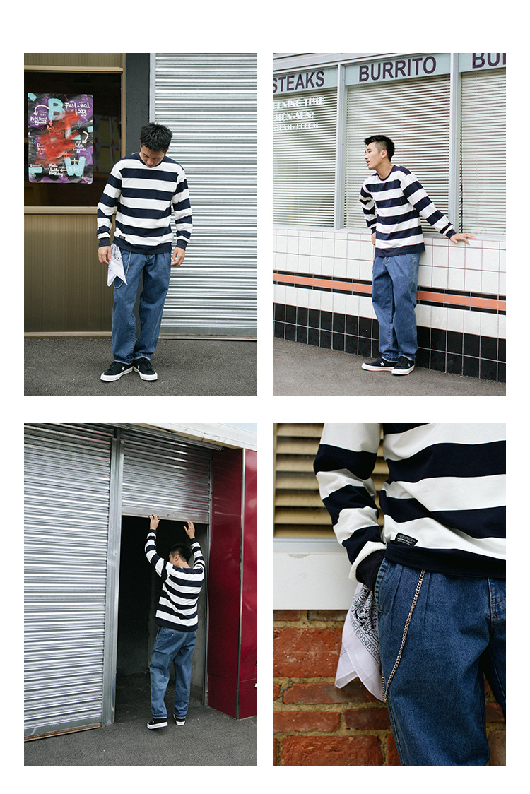 VERMICELLI vmcl 18AW đôi xếp li ống thẳng retro lỏng giặt quần jeans nam size quần jean nam