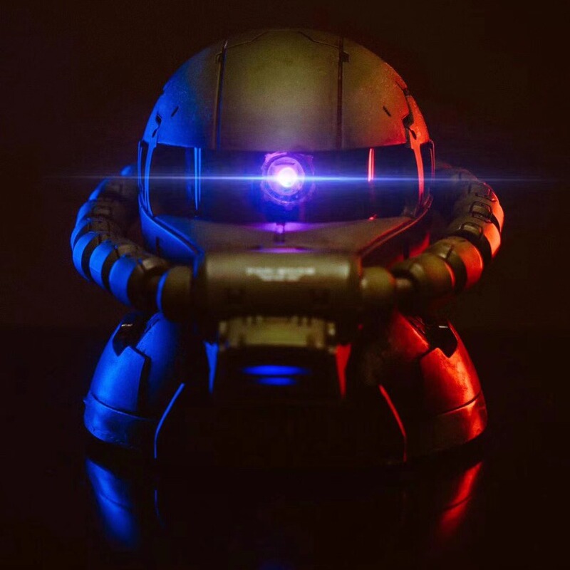 Bandai Zaku Head Gundam Voice Control Car Ornament with Rotating Eyes, Light-Up and Color-Changing Features, Gift for Boyfriend Bandai Zaku Head Gundam Voice Control Car Ornament with Rotating Eyes, Light-Up and Color-Changing Features, Gift for Boyfriend