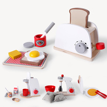 Children's house bread maker kitchen toy set wooden simulation tableware coffee machine baby mixer wooden