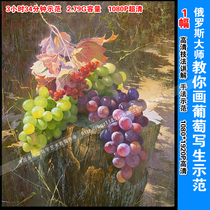 Oil painting video HD oil painting video tutorial Master teaches grape still life sketching introduction teaching still life 10