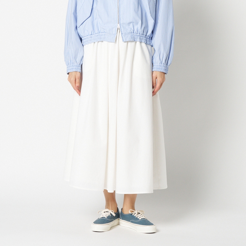 Spring and Summer Double-Layer Cotton Blend Elastic Waist + Tie Lightweight Non-Weight-Bearing Large Skirt Black and White