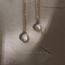 TYUSHA Unique Retro * Natural Edison Baroque Pearl American 14K Bag Gold Necklace choker