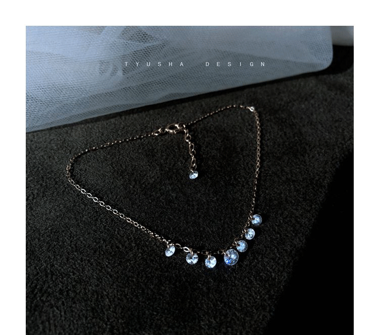 TYUSHA thiết kế Mỹ 14K vàng in gió đơn giản siêu flash zircon khoan vòng chân khí chất bạn gái tặng quà - Vòng chân lắc chân nữ
