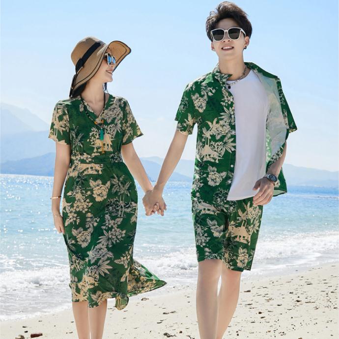 Travel Outfits for Couples, Hainan Island Clothing Set, Sanya Seaside Beach Photo Shoot, Men's Hawaiian Hong Kong Style Shirt Travel Outfits for Couples, Hainan Island Clothing Set, Sanya Seaside Beach Photo Shoot, Men's Hawaiian Hong Kong Style Shirt