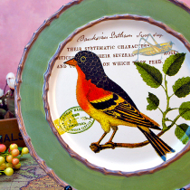 American country ceramic plate Red Bird porcelain plate living room wall decoration hanging plate pastoral style display plate promotion