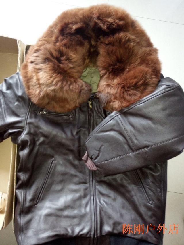 Cattle goods! 59 Winter Pilot Leather Suit 59 Winter Flying Leather Jacket Raccoon Fur Collar Silk Inner Leather Suit