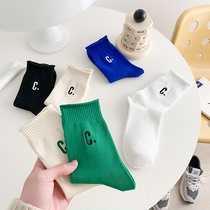 Nut Moms Surge C Letters Socks Children Spring Summer Korea 100 Lap Net Red stockings Socks Pure Cotton Medium Socks