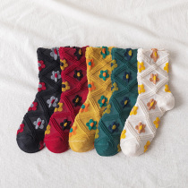 Nuts mommy Sen flower stockings in tide Korea Japanese retro socks children Spring and Autumn summer stockings