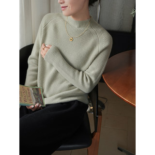 Anna's Warm and Timeless Cashmere Loose-Fitting Half-High Collar Pullover with Double-Stranded Four-Ply Yarn, 380g