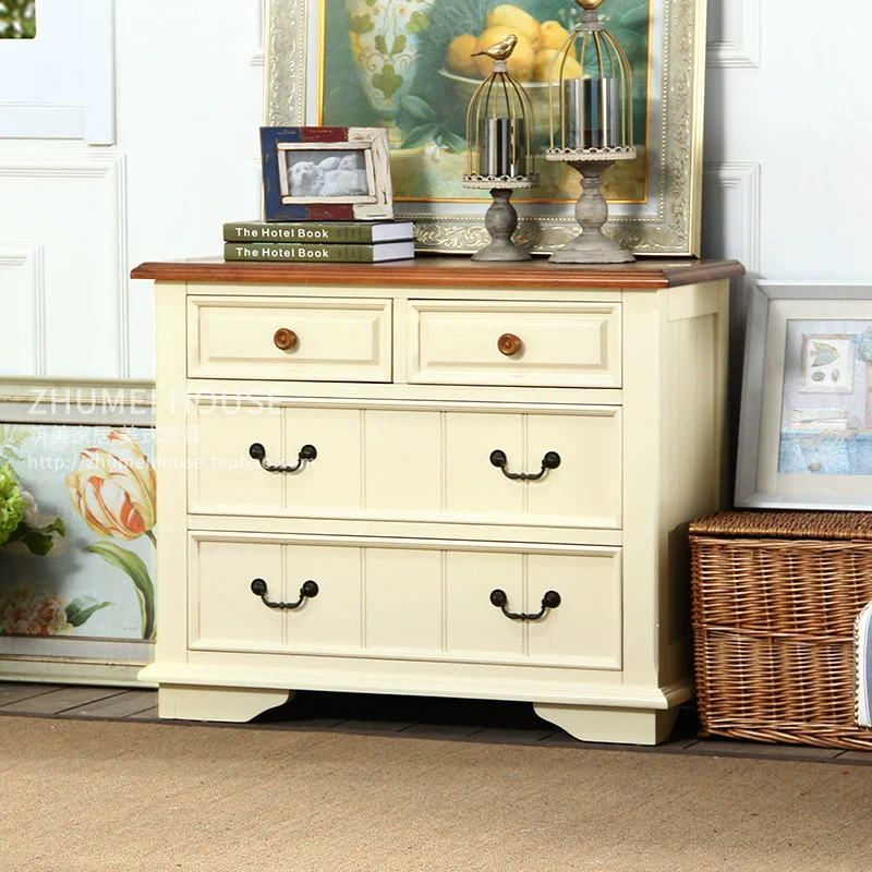 Zhumei Home American country solid wood ngăn kéo tủ đầu giường ngăn kéo đa chức năng tủ đựng đồ nội thất phòng ngủ - Buồng