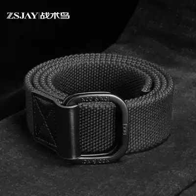 Tactical bird double ring buckle belt men canvas overalls young students double buckle Korean tide casual pants belt