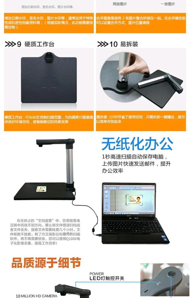 Sản phẩm mới (Người sáng lập) Người sáng lập Q1000 Máy quét Gao Paiyi 10 triệu pixel Đế cứng A4 - Máy quét máy scan epson v39