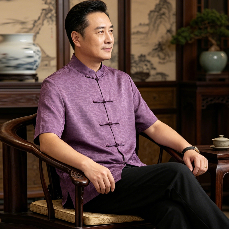 Chinese Style Summer Men's Suit Tang Suit Stand Collar Short-Sleeved Shirt Long Pants Middle-Aged and Elderly Casual Grandpa Shirt Dad Chinese Style Summer Men's Suit Tang Suit Stand Collar Short-Sleeved Shirt Long Pants Middle-Aged and Elderly Casual Grandpa Shirt Dad