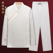 Hanfu men suit cotton linen long sleeve autumn in Chinese style Chinese style undershirt Chinese style beating undershirt for the retro style