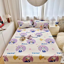 ຜ້າຄຸມຕຽງເດັກນ້ອຍ spliced ​​​​ pure cotton fitted sheet Disney bed anti-slip protective cover 0.9/1.2/1.5/1.8 bed