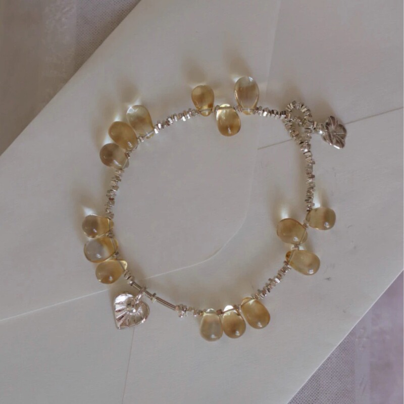 Caviar* Citrine Bring Wealth Handmade Bracelet Autumn Melange Color Bracelet Natural Stone Dynamic High-End Relaxed