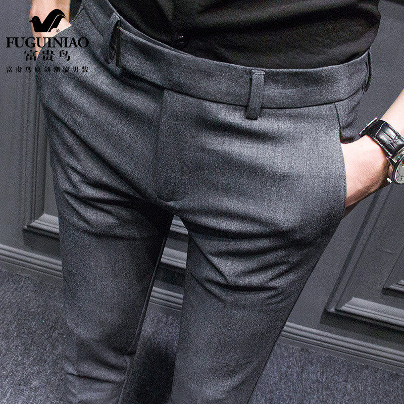 Rich Guido Autumn Winter Western Pants Men's Body Han Version 90% Trendy Men's Smoke Pipe Pants Casual Long Pants Business Free of ironing