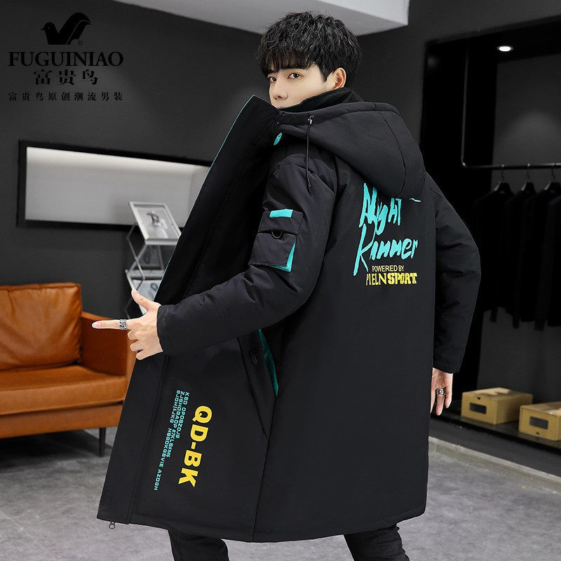 Rich Guido 2021 Winter new men's jacket cotton clothes Korean version Trend medium long version handsome down cotton jacket cotton padded jacket