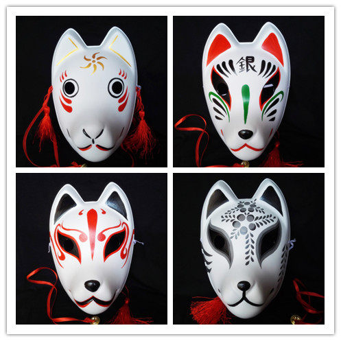 Full-face plastic fox mask firefly forest silver gold fox mask kimono Japanese and wind cos