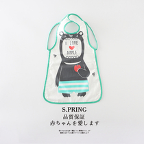 Japan baby eating blouse girl waterproof summer thin childrens apron pure cotton sleeveless baby bib rice pocket