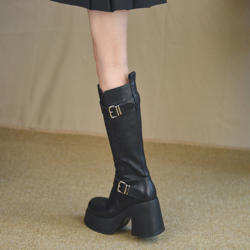 Misili Knight Boots Thick Heel Long Boots 10cm High Heels 2026 Autumn and Winter New Waterproof Platform Thick Sole Women's Boots