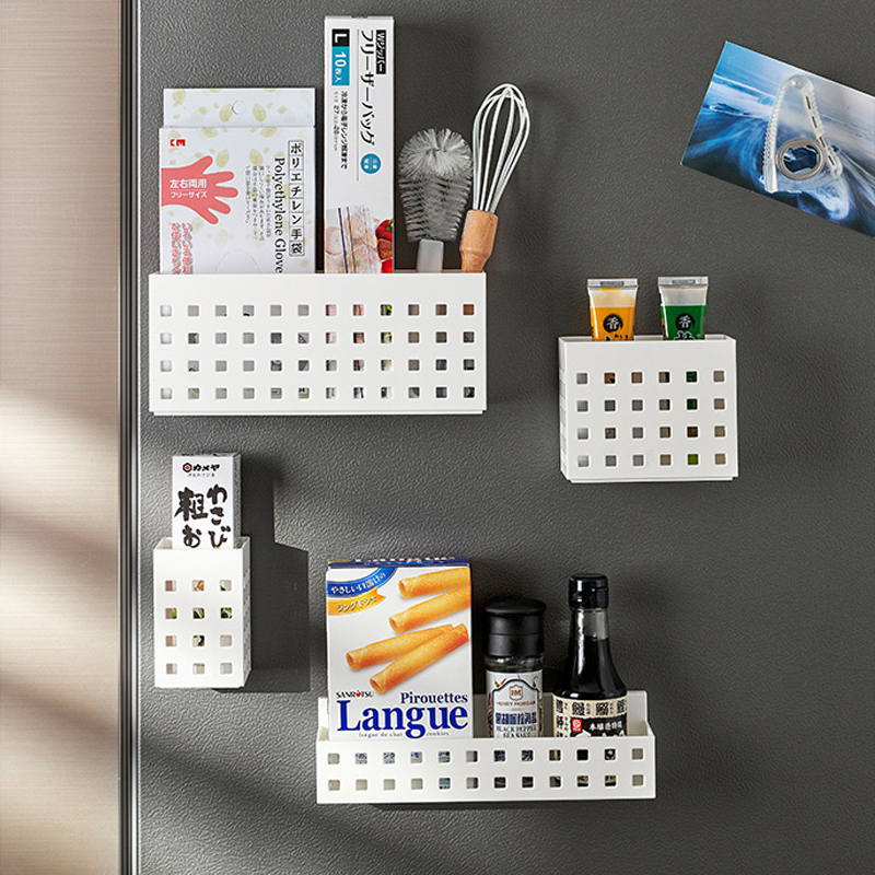 Japanese magnetic absorption shelf refrigerator side of the sealing film container box magnet free hole wall hanging magnet storage box