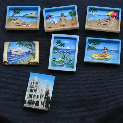 Super exquisite world memorial creative resin refrigerator stickers Beach beauty South Africa Israel Europe and the United States Canada lone product