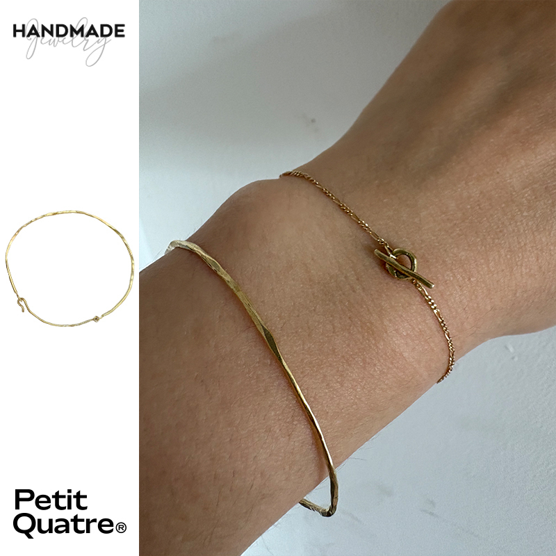 Petitquatre Handmade 18K Gold Thin Bracelet Niche Light Luxury High-End Design Versatile Jewelry