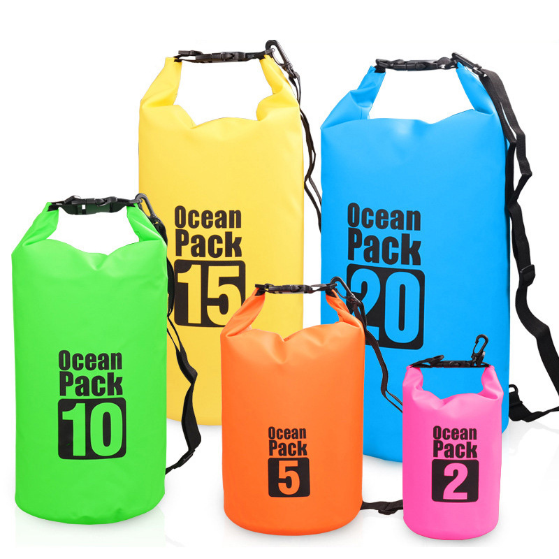 Swimming Bag Outdoor Snorkeling Single Shoulder Waterproof Bag Thickened Pvc Clips Mesh Fabric Waterproof Barrel Bag Drifted Bag Waterproof Barrel Bag