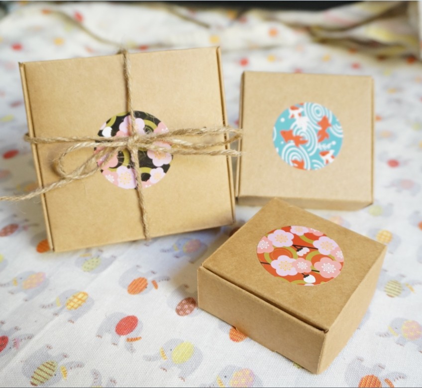 Rubber stamp wrapping kraft carton birthday gift wrapping DIY handmade gift box