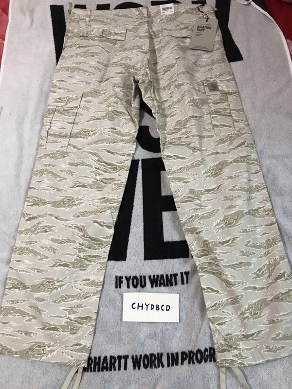 Chenghao Carhartt Wip Aviation Pant Av Work Pants Plaid Fabric Tiger Pattern Night Vision Camouflage
