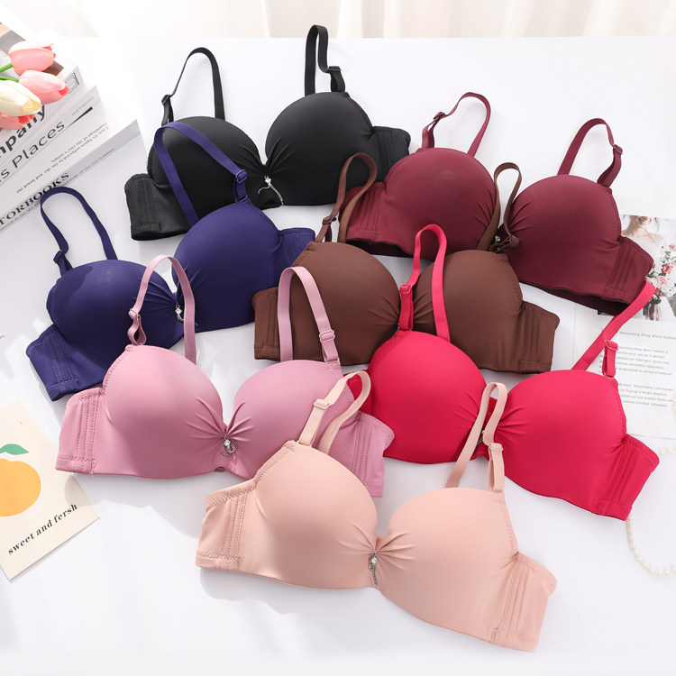 New glossy seamless small breast push-up bra with thin top and thick ...