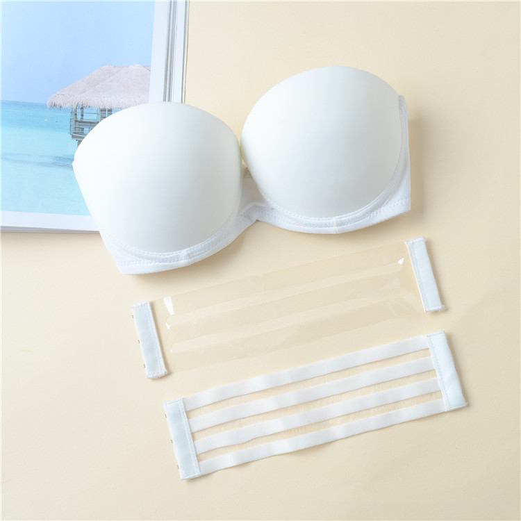 Mở lại đồ lót vô hình strapless nửa cup áo ngực thu thập non-slip hỗ trợ trên ngực nhỏ dày váy cưới ống top mùa hè