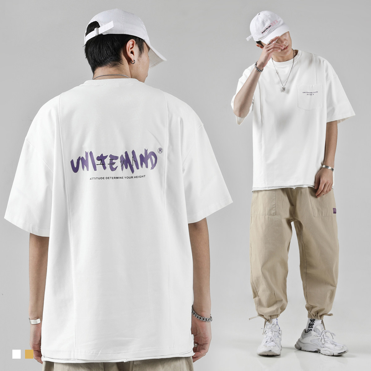 Summer American large size round neck short-sleeved T-shirt men's trend high street all-match casual loose new couple half-sleeved women