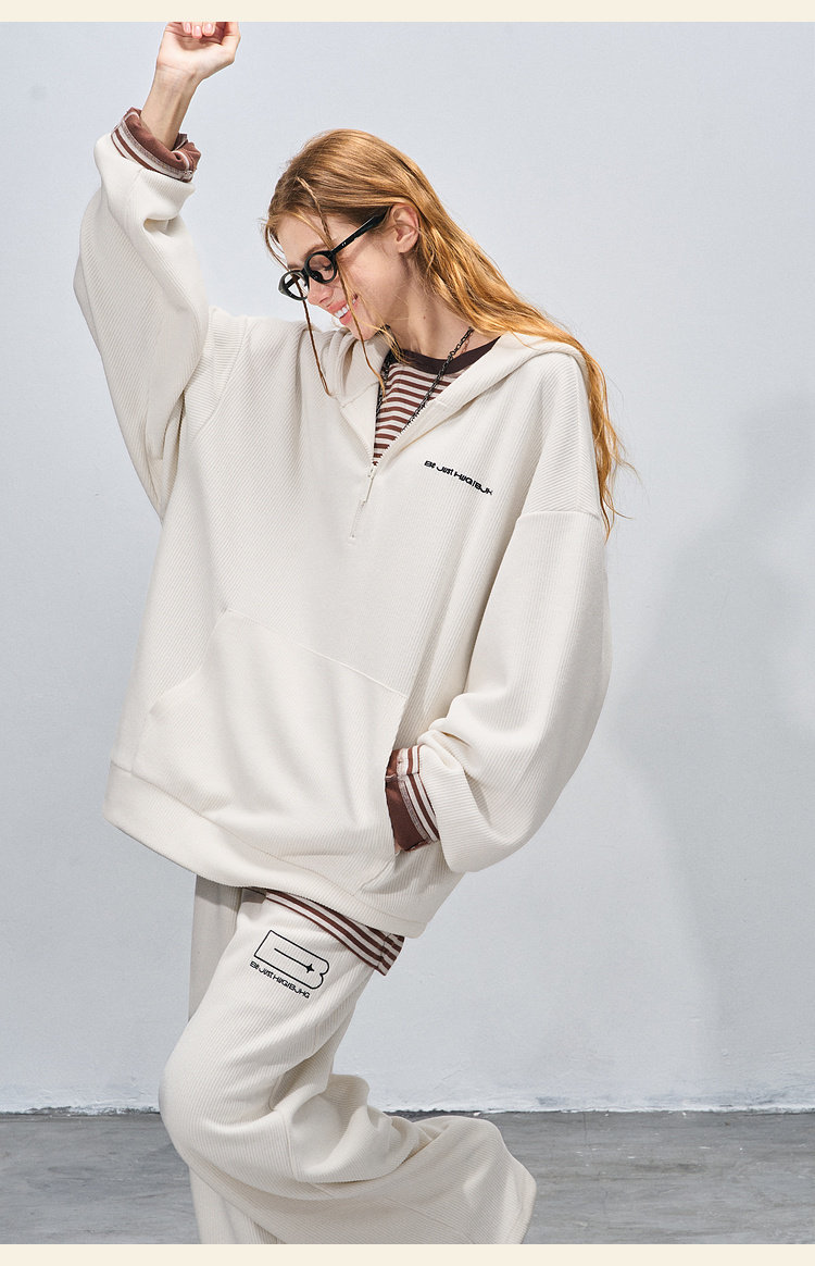 BJHG Corduroy Half-Zip Hoodie