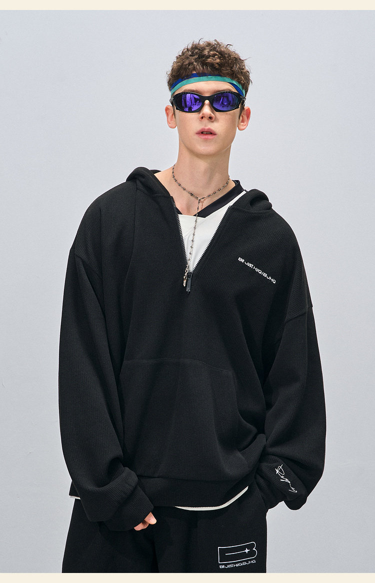 BJHG Corduroy Half-Zip Hoodie