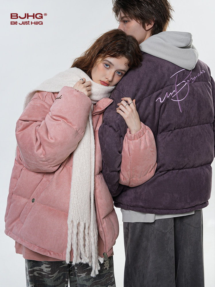 Bjhg Reckless Embroidered down Jacket for Men, Winter American Style Thickened Warm Couple's down Cold-Proof Coat for Women