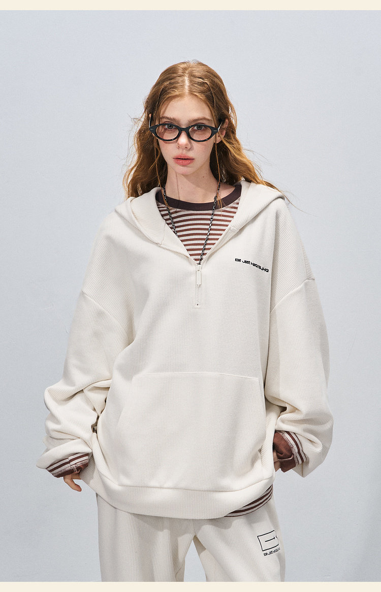 BJHG Corduroy Half-Zip Hoodie