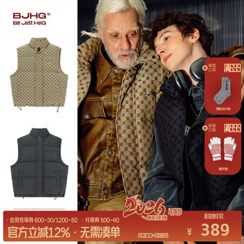 Bjhg Reckless American-Style Vintage down Vest Jacket for Men, Winter Layering Old Money Style down Jacket