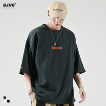 Summer short round neck short sleeve T-shirt mens fashion brand Japanese street hip hop OVERSIZE LOOSE couple HALF sleeves