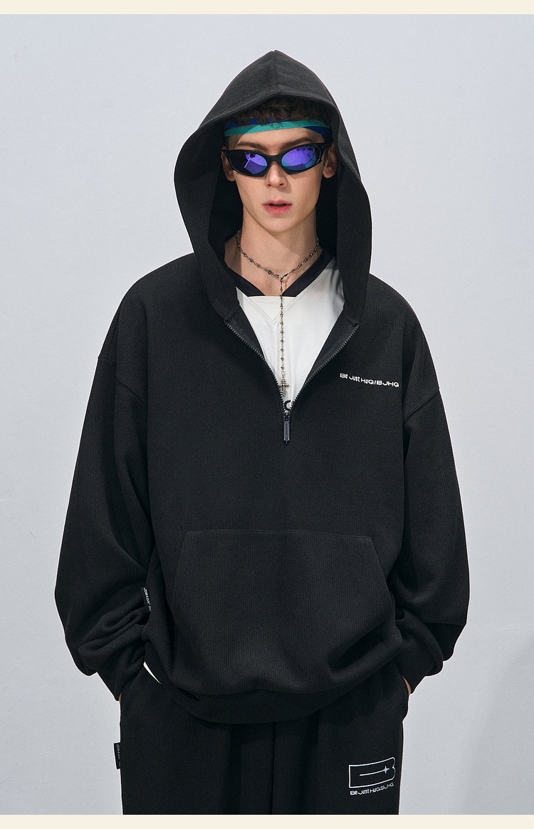 BJHG Corduroy Half-Zip Hoodie