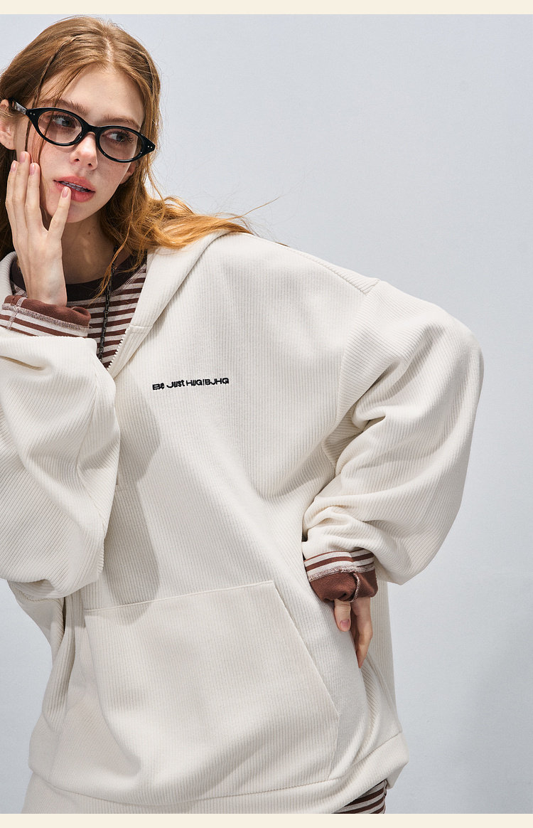 BJHG Corduroy Half-Zip Hoodie