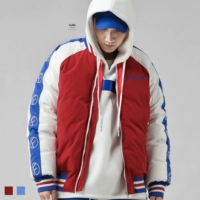 BJHG mùa đông dày ấm bóng chày cotton quần áo thủy triều nam hip hop lỏng màu tương phản khâu thêu chuỗi áo áo khoác gió nam