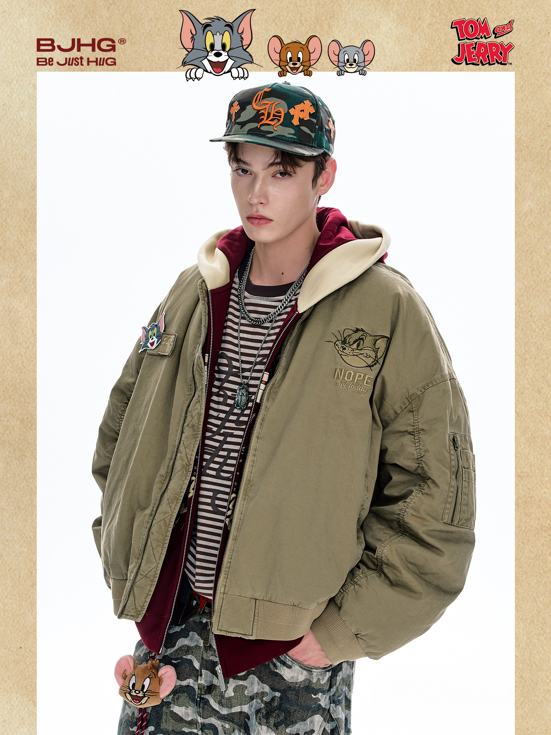 [Tom and Jerry Collaboration] Bjhg Reckless Flight down Jacket for Men, Winter American-Style down Jacket for Men